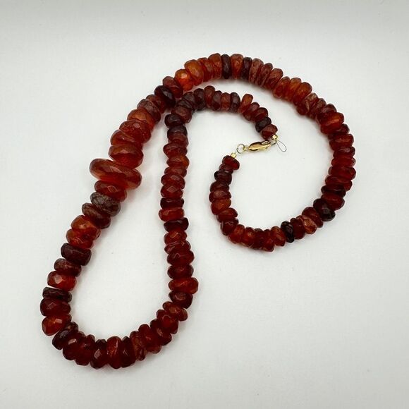 21" RONDELLE faceted, graduated AMBER beaded necklace w/ a 14kt GF clasp! - Picture 15 of 15